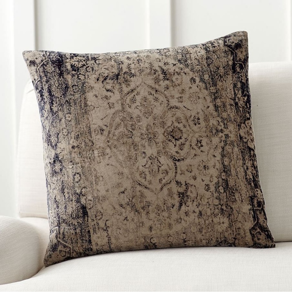 Pottery Barn Vintage-Inspired Pillow Covers in navy and cream